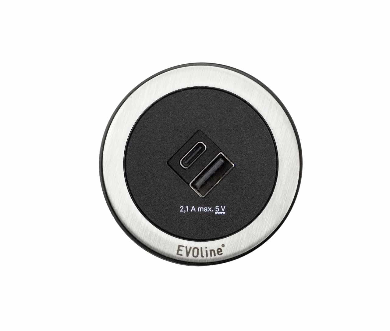 HKT EVOline ONE dugalj 1xUSB A+1xUSB C, rozsdamentes acél színű