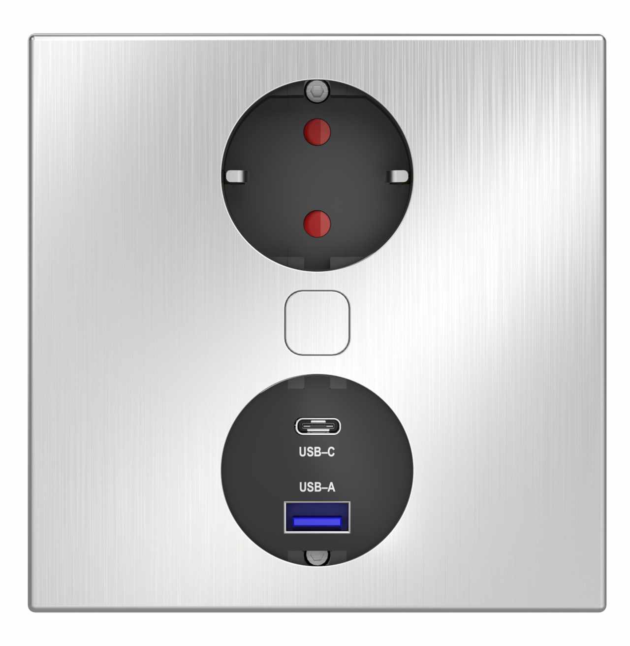 HKT Duplex Q dugalj 1x230V+1USB-A 2,1 A+1USB-C 3,4 A Nemesacél elektromosan mozgatható fedéllel