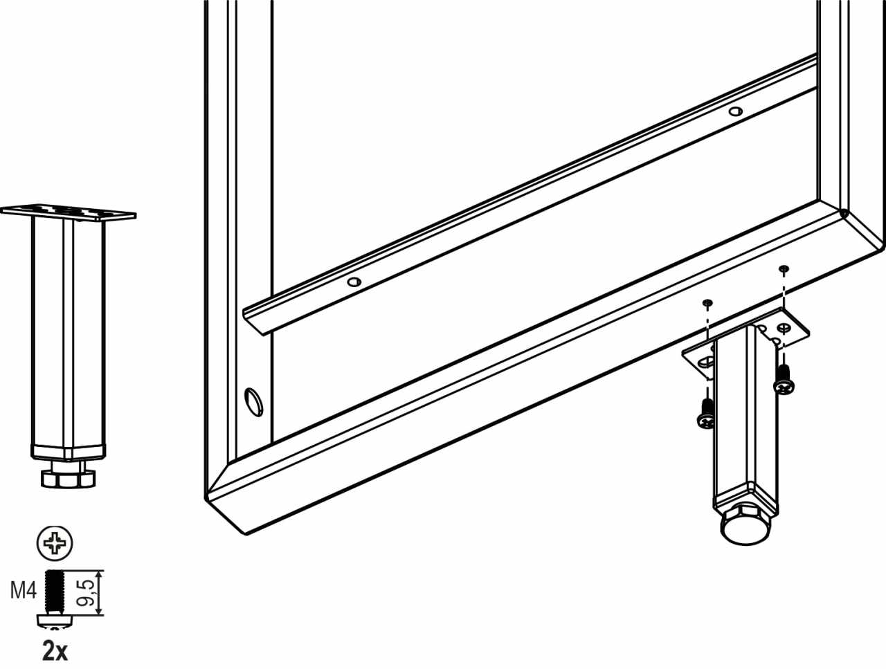 Kesseböhmer YouK kiegészítő láb 20x20x100mm sötét fekete