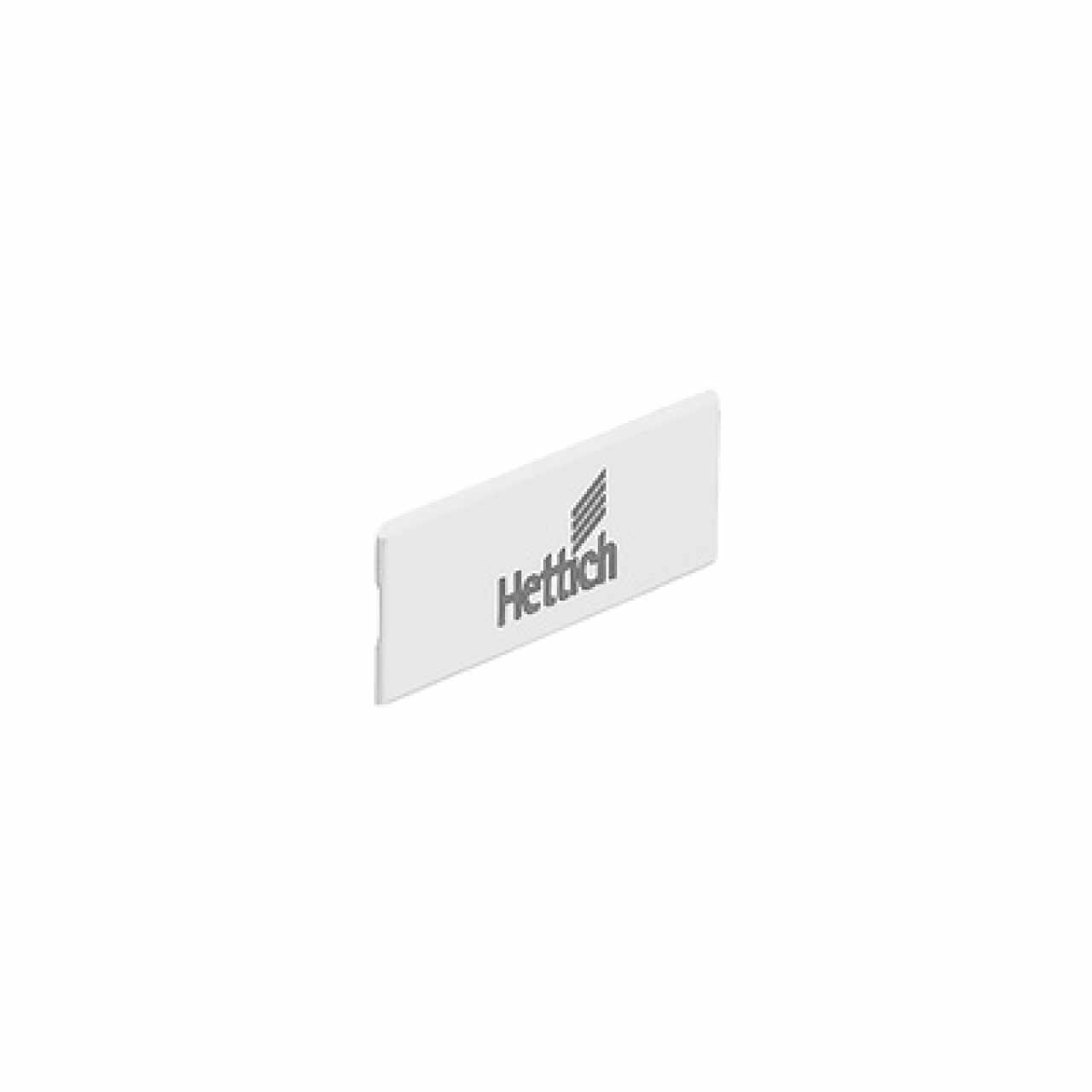 Hettich Atira fiók oldal profil takarósapka műanyagból logóval fehér