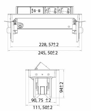 HKT Loevschal Felnyíló fedelű 2x230V dugalj+2 USB rozsdamentes acél színű #2