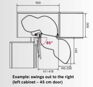 Kesseböhmer LeMans II 450mm jobbos ARENAplus Style-Chrome/Icewhite+tengely 600-750 mm #2