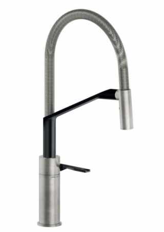 NOBILI HERON mozgatható zuhanyfejes csaptelep inox&fekete #1