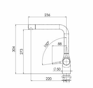 NOBILI MANIA -L alakú forgatható csaptelep matt fekete #2