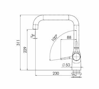 NOBILI MANIA -U alakú forgatható csaptelep matt fekete #2