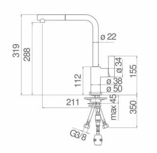 NOBILI FLAG - L alakú csaptelep kihúzható zuhanyfejjel króm #2