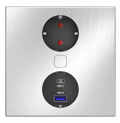 HKT Duplex Q dugalj 1x230V+1USB-A 2,1 A+1USB-C 3,4 A Nemesacél elektromosan mozgatható fedéllel
